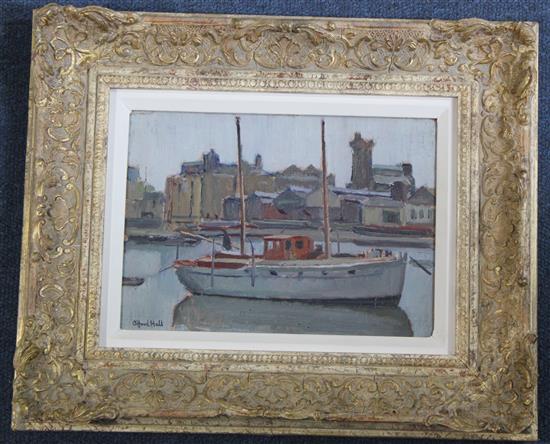 Clifford Hall (1904-1973) Thames scene, c.1943, 6.25 x 8.5in.